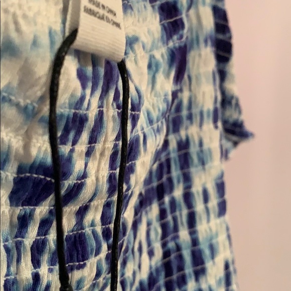 Tie-dye blue and white off the shoulder crop top - Picture 3 of 3